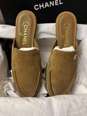 Chanel Suede Mule Loafers